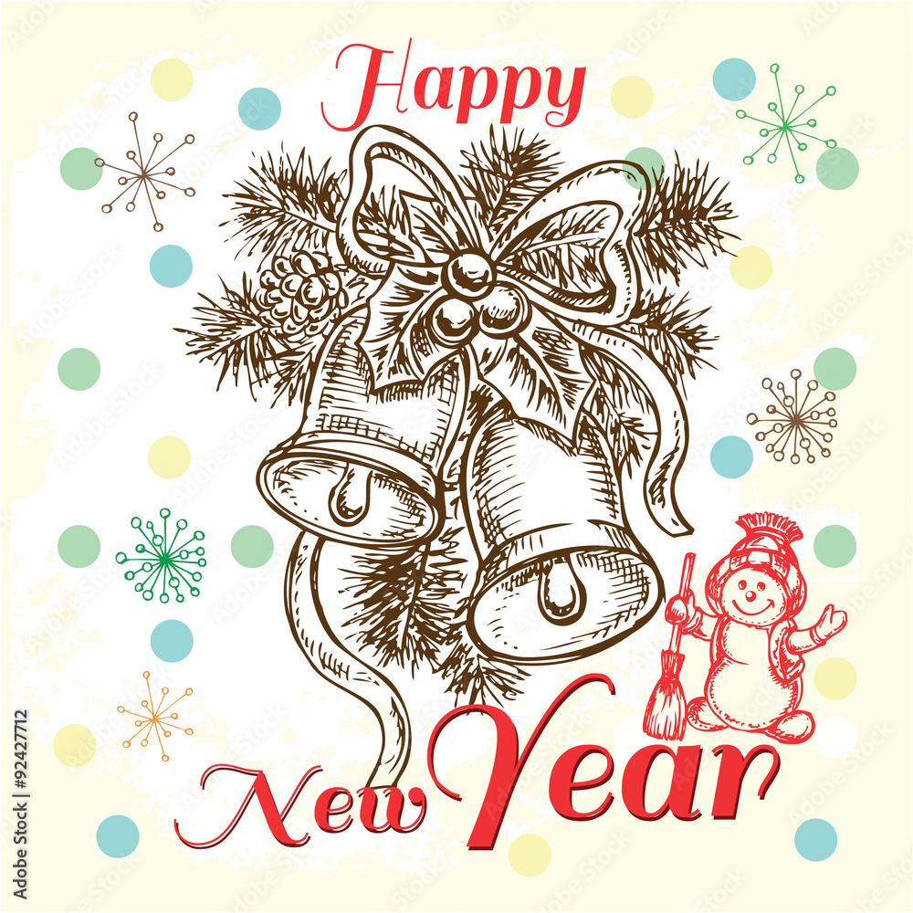 Obraz premium hand drawn Christmas bells