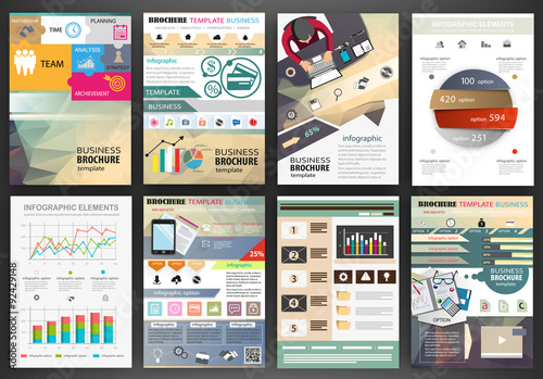 Business brochure template, abstract infographics and icons