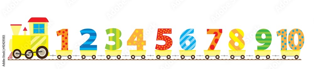 Nice colorful train with numbers 1 - 10 / vectors for children