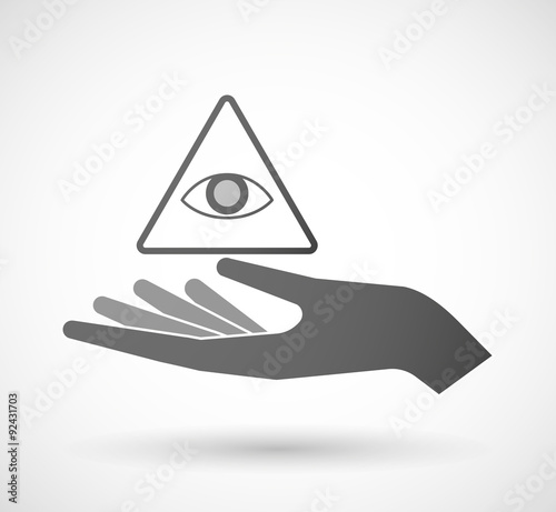 Isolated hand giving an all seeing eye