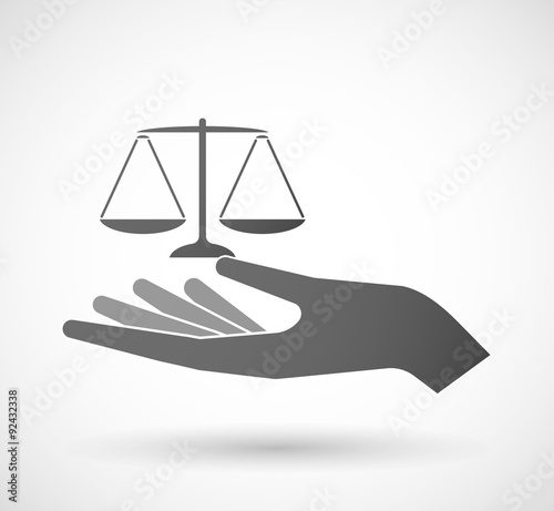 Isolated hand giving a justice weight scale sign