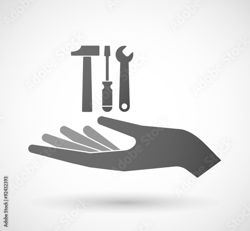 Isolated hand giving a tool set