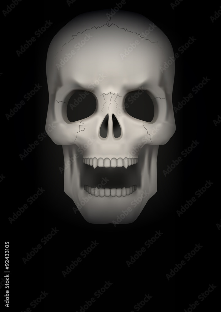 Dark Background of Human skull with open mouth. Dark Background of Human skull with open mouth.