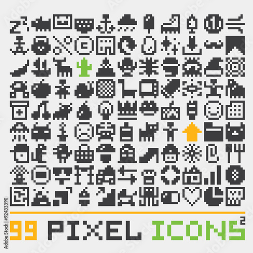 Pixel art web icons vector set 2
