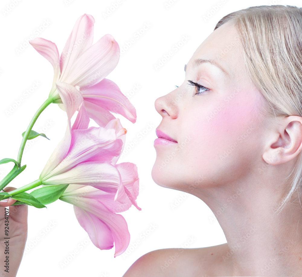 Face of a beautiful woman with lily Face of a beautiful woman with lily
