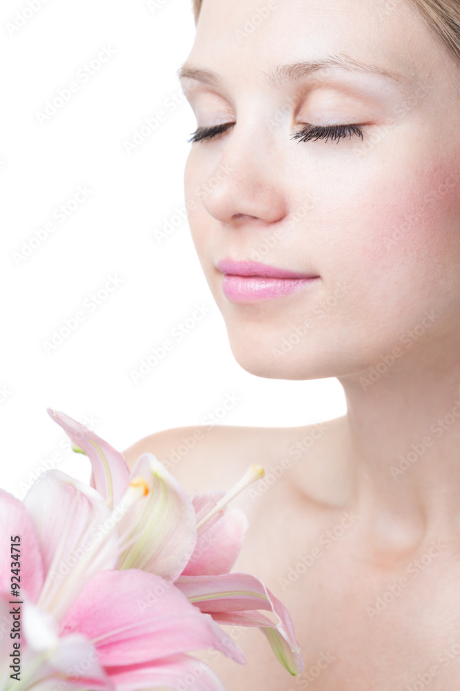 Face of a beautiful woman with lily Face of a beautiful woman with lily