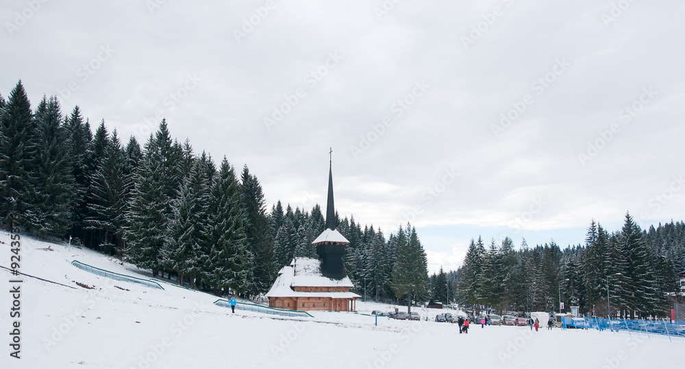 Obraz premium Winter church in Romania