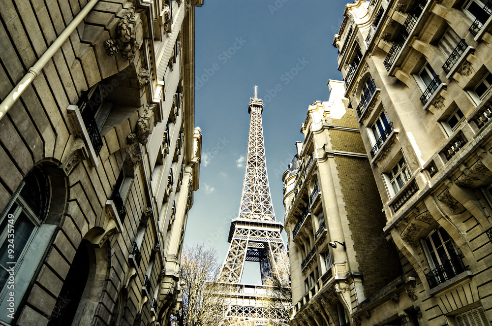 Paris street , Eiffel tower, France