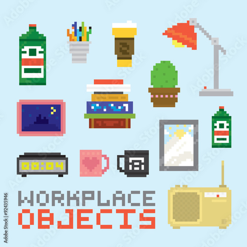Workplace objects vector set