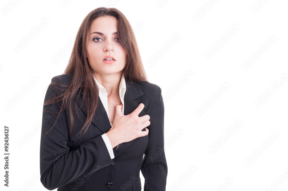 Business woman having a heart attack or cardiac arrest Business woman having a heart attack or cardiac arrest