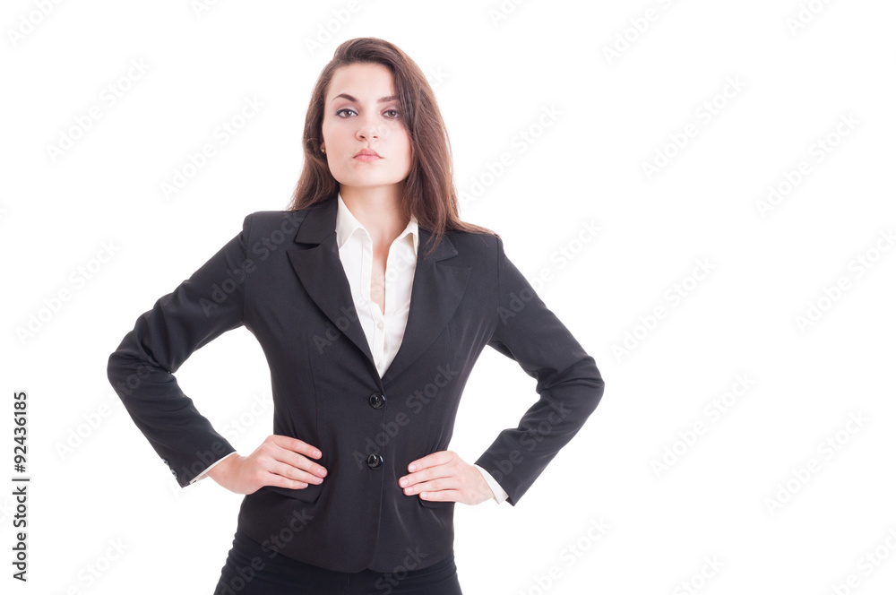Stubborn boss, manager or business woman holding hands on waist Stubborn boss, manager or business woman holding hands on waist