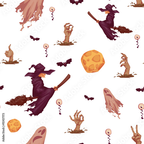 Halloween party seamless pattern. Vector illustration
