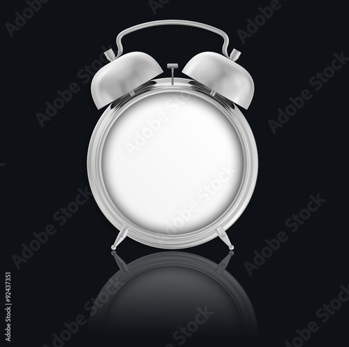 Blank Alarm-Clock on black background with reflection