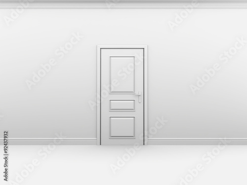 Fototapeta Naklejka Na Ścianę i Meble -  White door with a metal handle in the interior