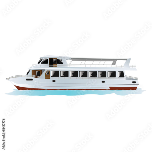 Photography Traditional Turkish passenger boat in Istanbul, Turkey