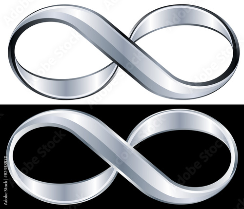 Metallic infinity symbol. Vector design element.