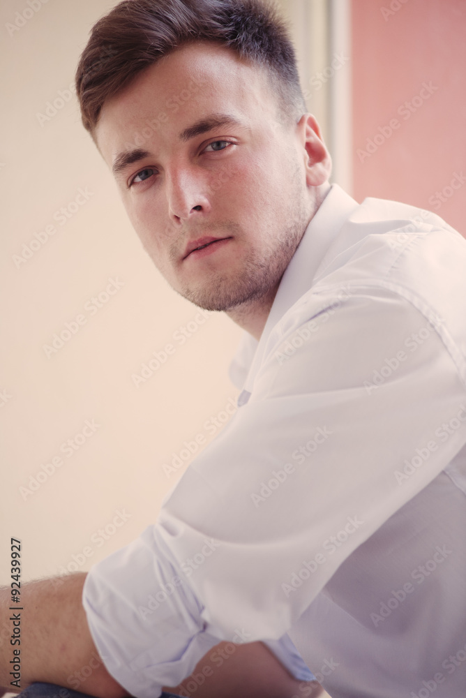 Closeup Portrait Of Attractive Young Man Face Stock Photo, Picture and  Royalty Free Image. Image 52584584.