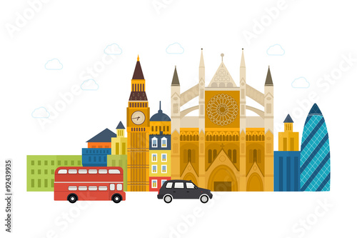 Fototapeta Naklejka Na Ścianę i Meble -  London, United Kingdom flat icons design travel concept. London