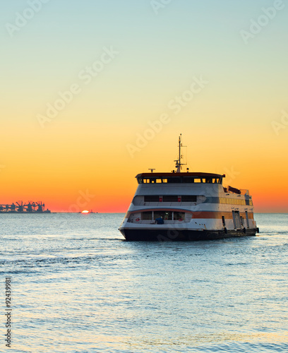 Ferry boat at sunset, Portugal