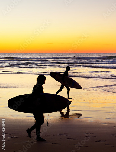 Surfers on the beach, Portugal