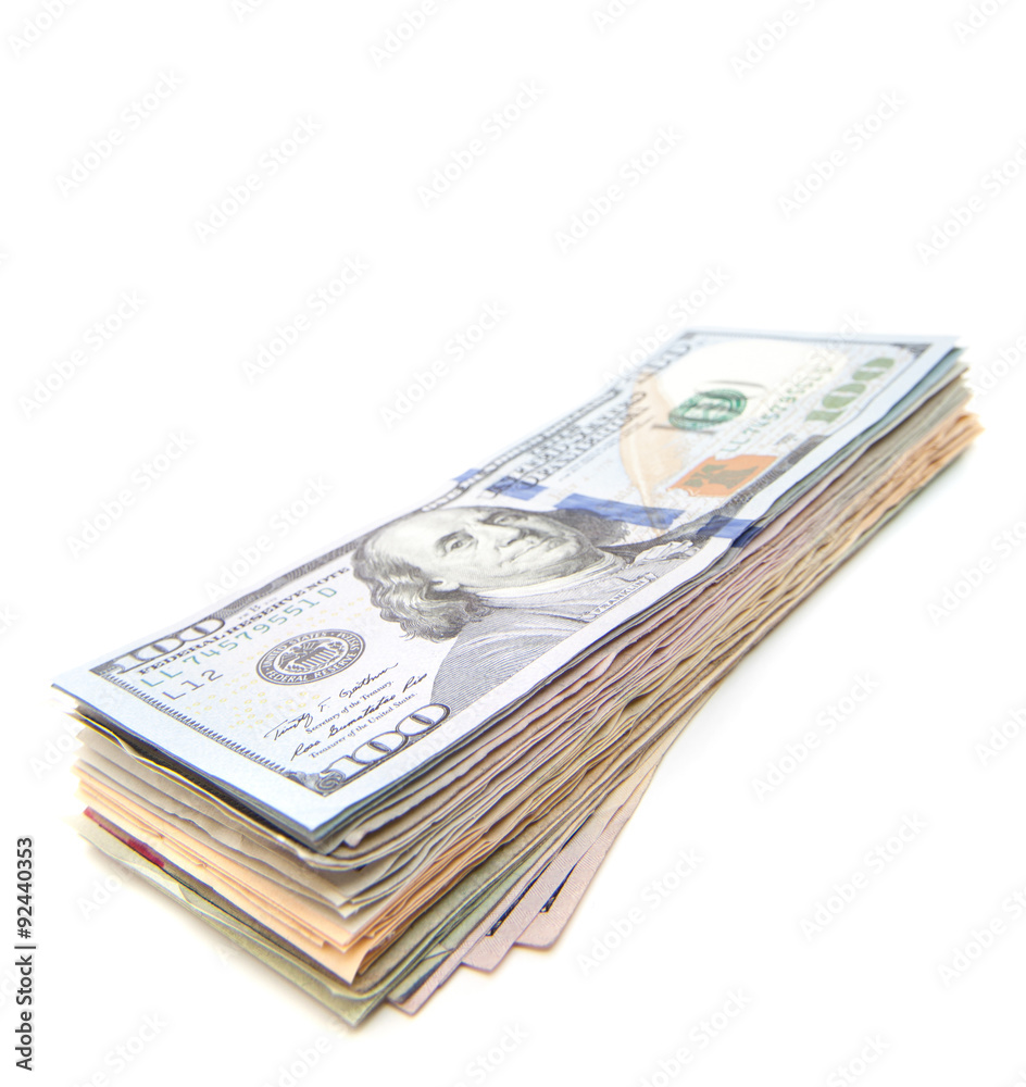 Pile of dollar notes. All on white background. Pile of dollar notes. All on white background.
