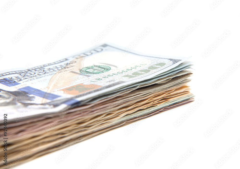 Pile of dollar notes. All on white background. Pile of dollar notes. All on white background.