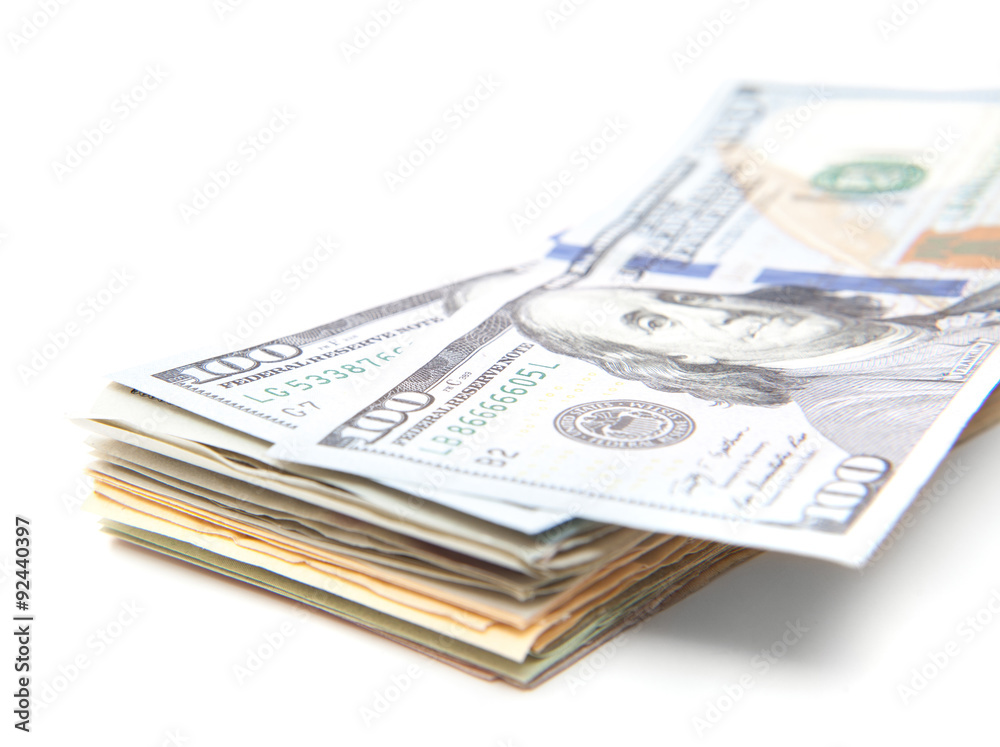 Pile of dollar notes. All on white background. Pile of dollar notes. All on white background.