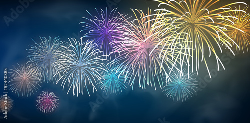 Festive colour firework background.