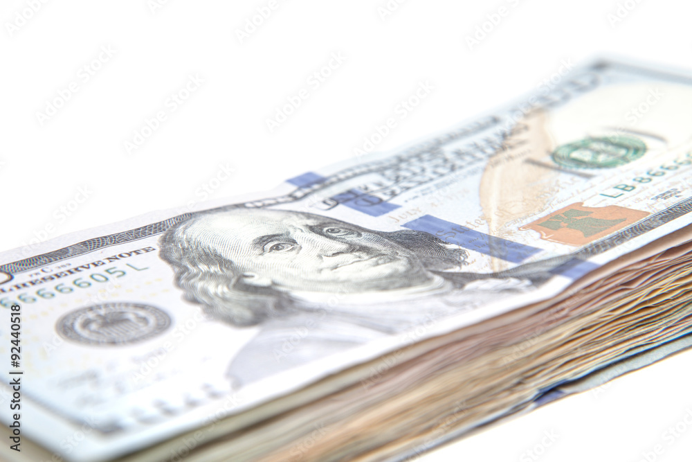 Pile of dollar notes. All on white background Pile of dollar notes. All on white background