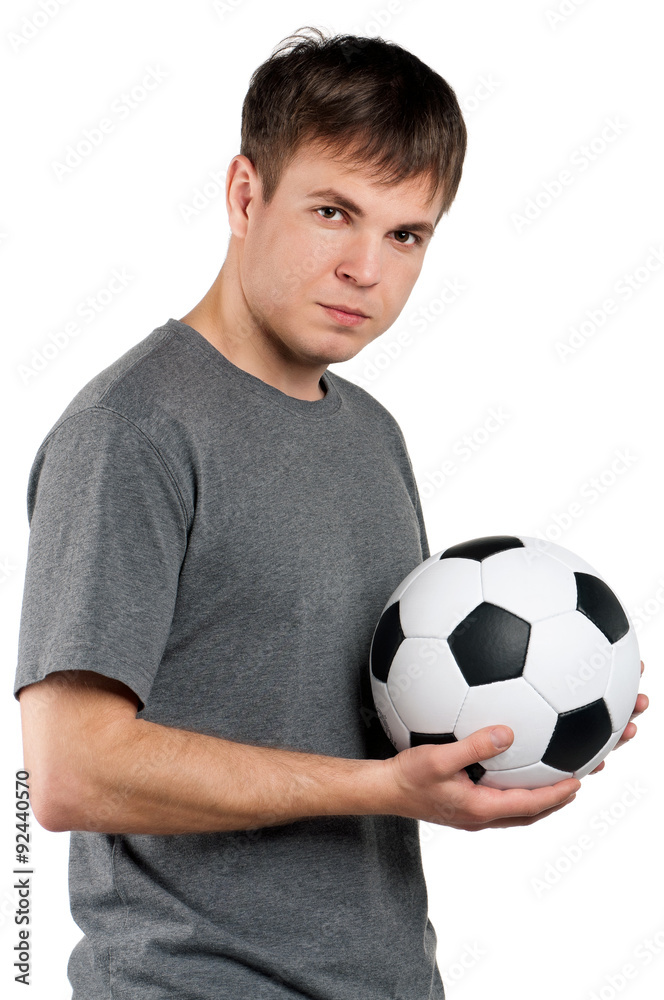 Man with classic soccer ball