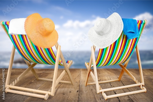 Beach chairs.