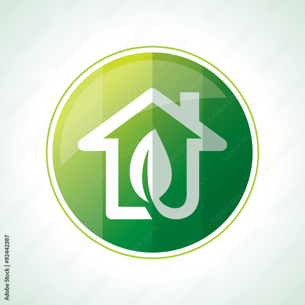 ecology icons with green leaves in vector ecology icons with green leaves in vector