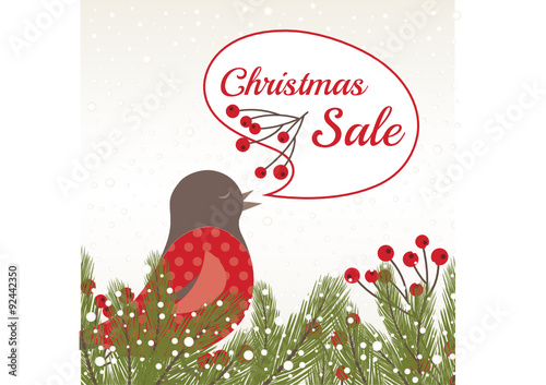 Christmas Background with sweet Bird singing "Christmas Sale"
