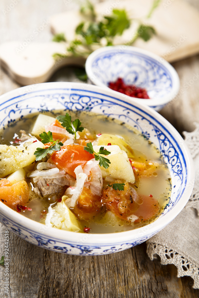 Soup with meat and vegetables