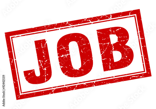 job red square grunge stamp on white