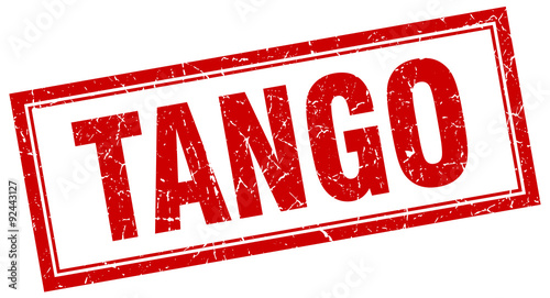 tango red square grunge stamp on white