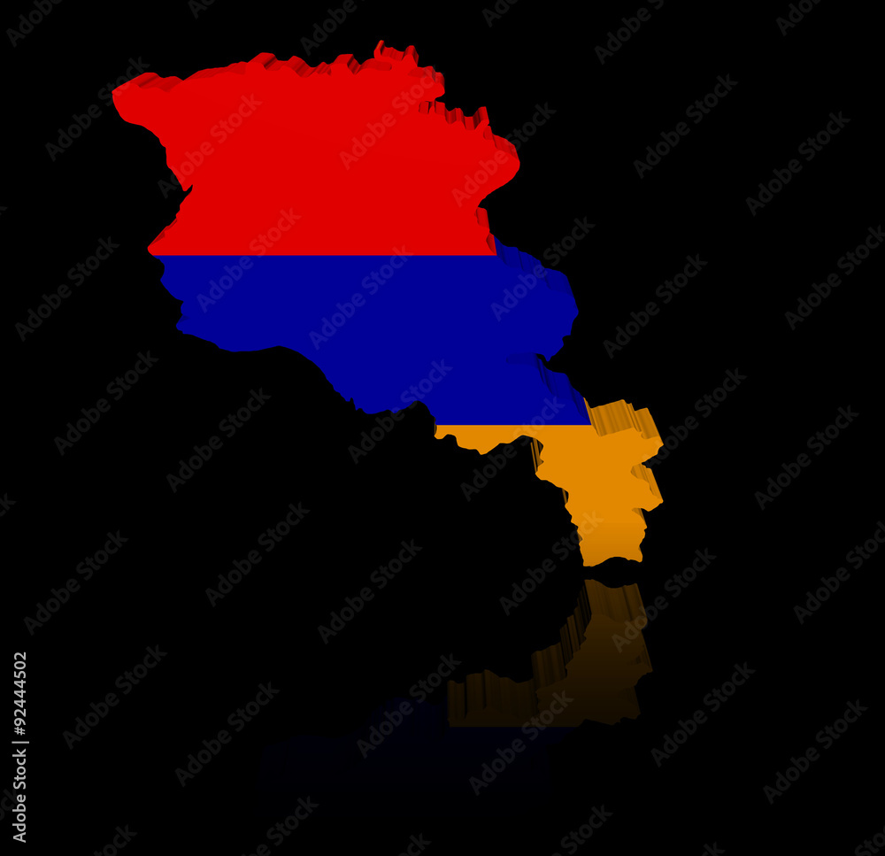 Fototapeta premium Armenia map flag with reflection illustration