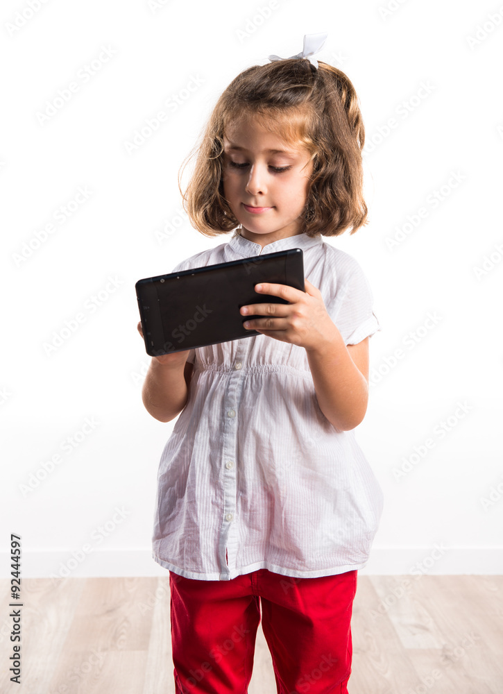 Girl holding a tablet