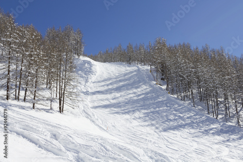 Winter landscape with ski slopes