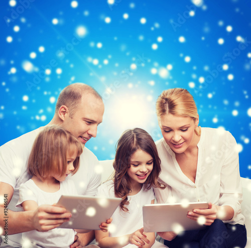 happy family with tablet pc computers