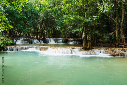 Deep forest waterfall in national park in Thailand