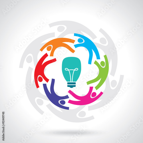 Vector concept of creative teamwork with light bulb