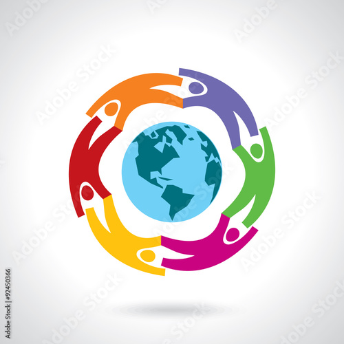 Earth Globe with people teamwork concept