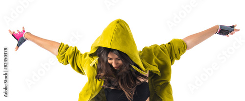 Teenager girl dancing hip hop