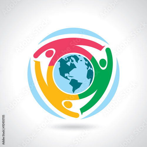 Earth Globe with people teamwork concept