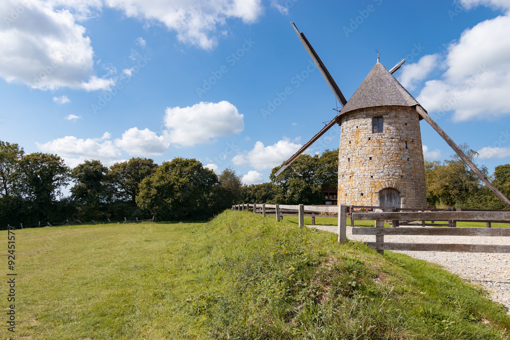 Landscape with old Windmill in France, Normandy
