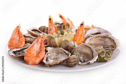 seafood platter isolated on white