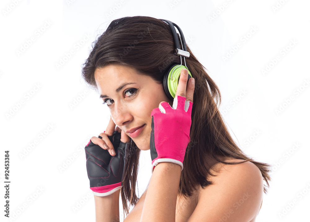 Fototapeta premium woman listening music