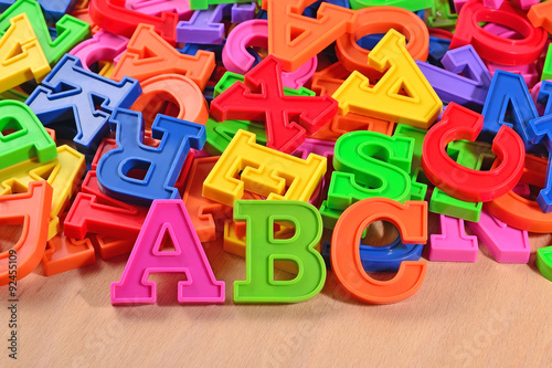 Colored plastic alphabet letters ABC
