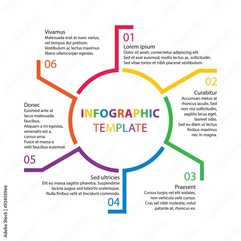 Fototapeta premium Infographic template. Report templates. 6 steps, processes, opti
